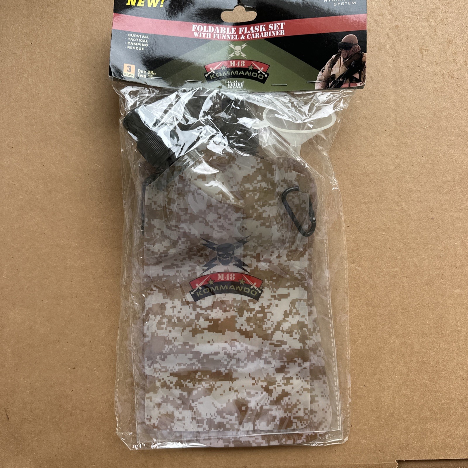M48 Kommando Disposable Flask Set 3-Pack With Funnel – New
