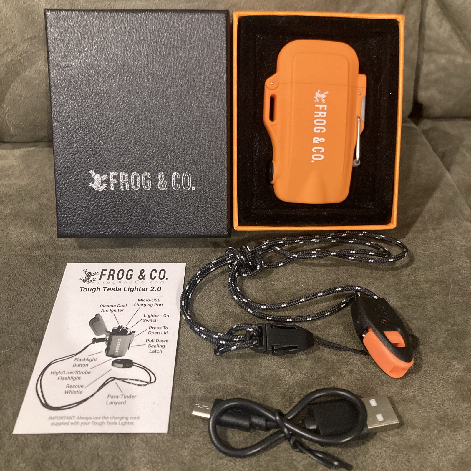 Survival Lighter Plasma – Wind/Waterproof Flashlight Rescue Tinder Whistle NEW