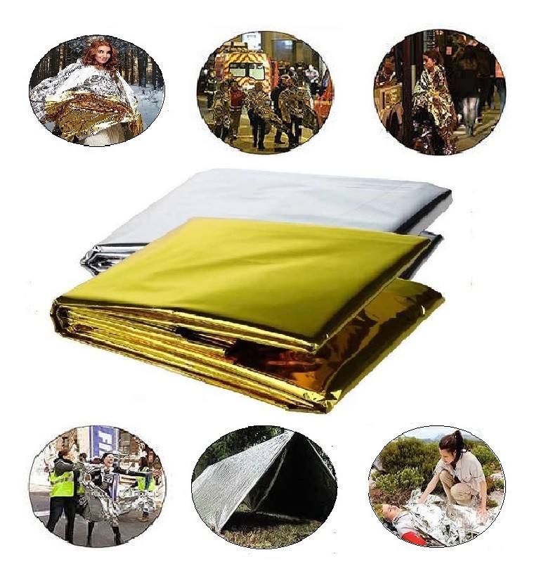 100 Pcs Medical Emergency Thermal Blanket Mylar Trauma Military Survival Silver