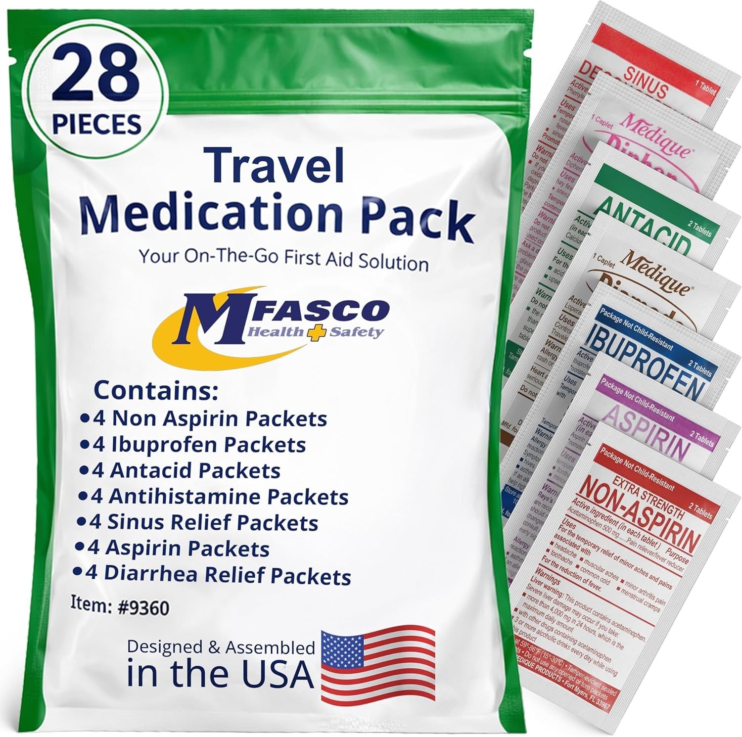 Travel Size First Aid Medical Kit 7 in 1 TSA Approved, Compact Emergency Travel