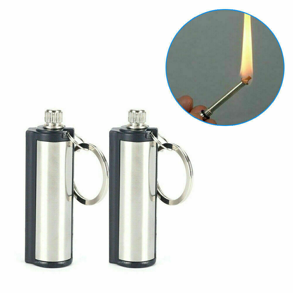 2x Outdoor Fire Starter Permanent Match Lighter Survival Tool Flint Keychain US
