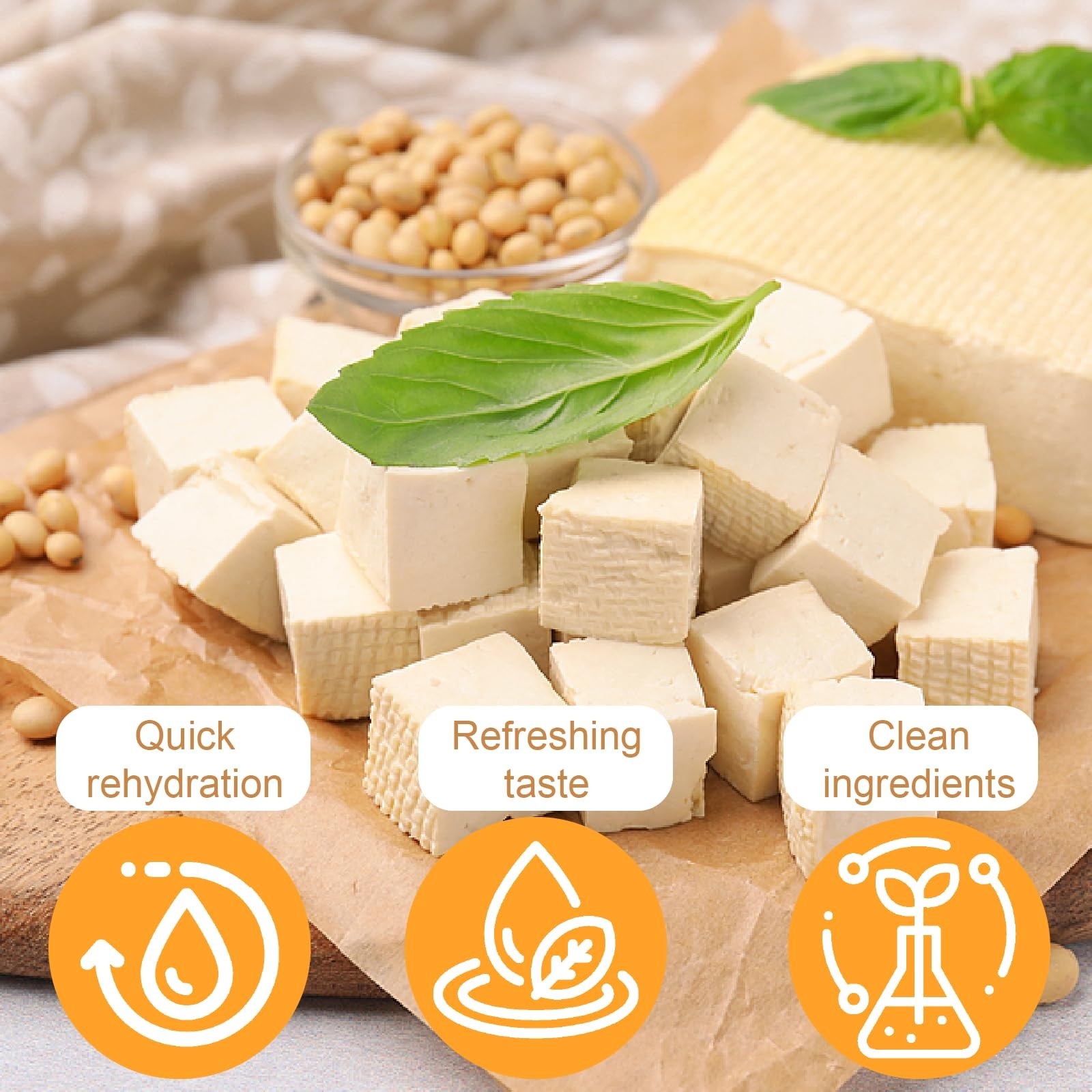 2.83oz (80g) Freeze Dried Tofu Cubes, 1cm Bite Size, Plant Based S, purple