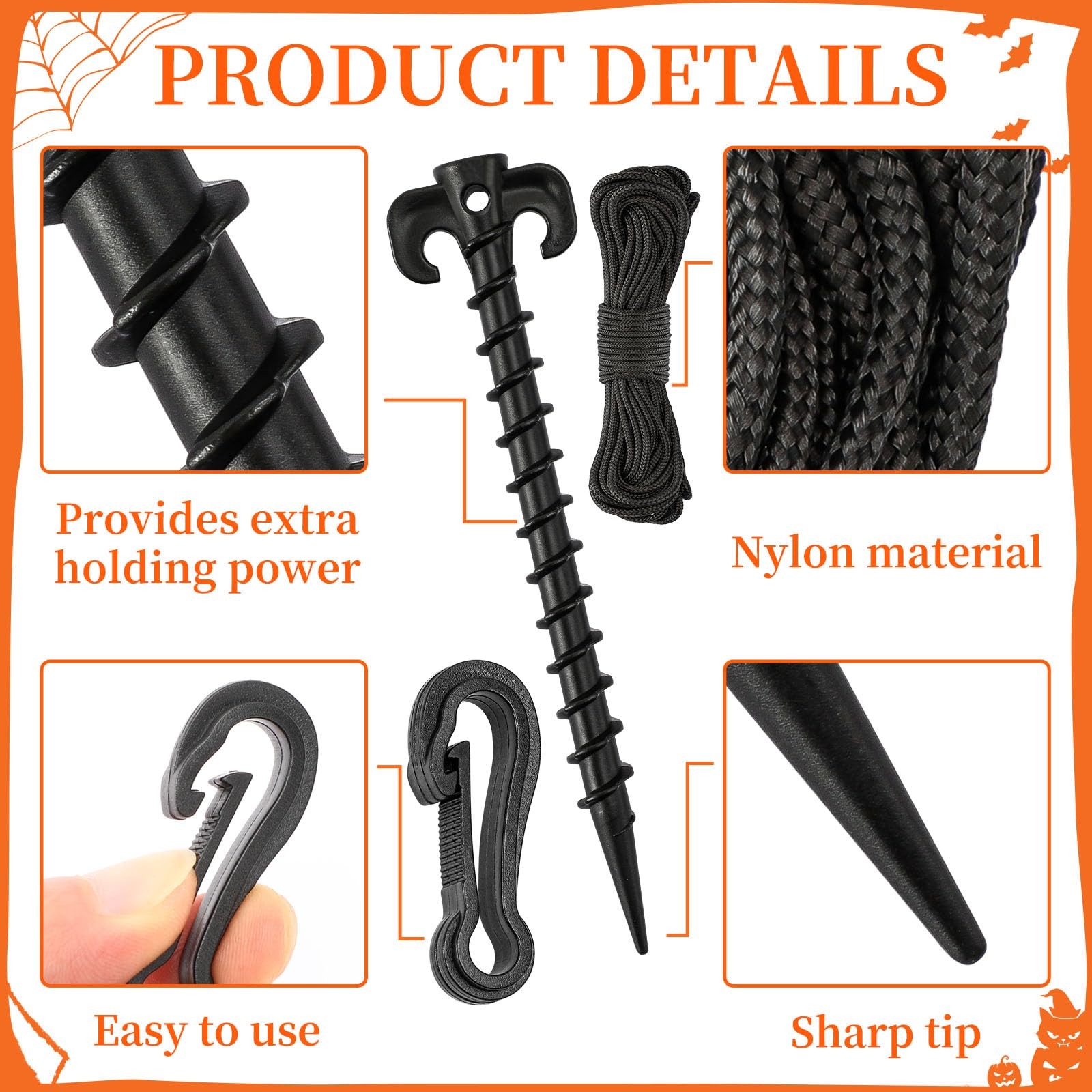 AUGSUN 27 Pieces Plastic Inflatable Stakes Set, Include Tent Stakes, Black