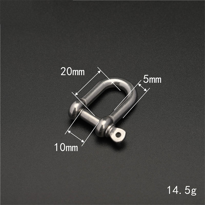 1 Pcs Stainless Steel Carabiner D Bow Shackle Fob Key Ring Hook Screw Buckle