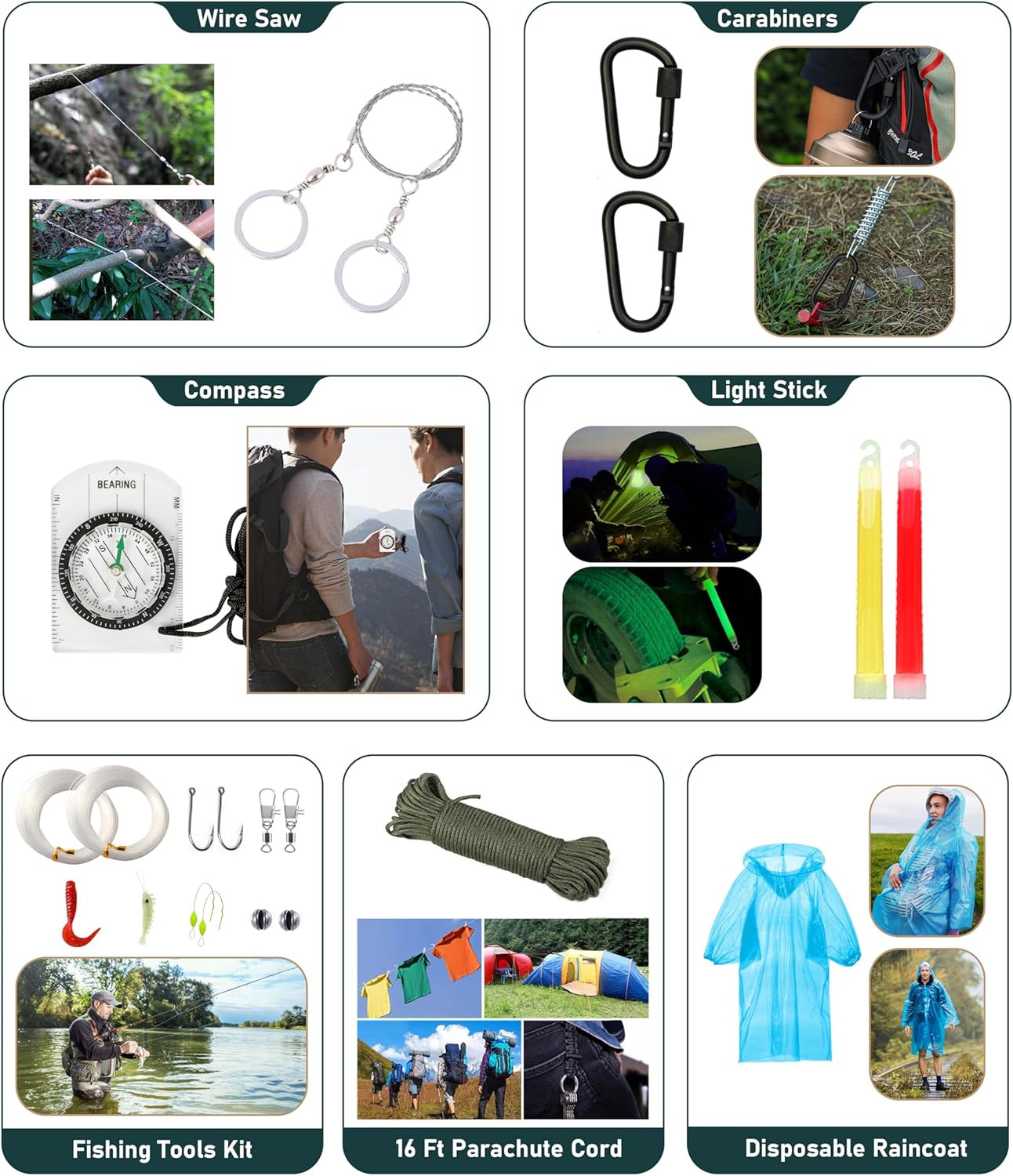 Survival Kit, 262Pcs Survival Gear and Supplies with First Aid Kit Pouch and Cro