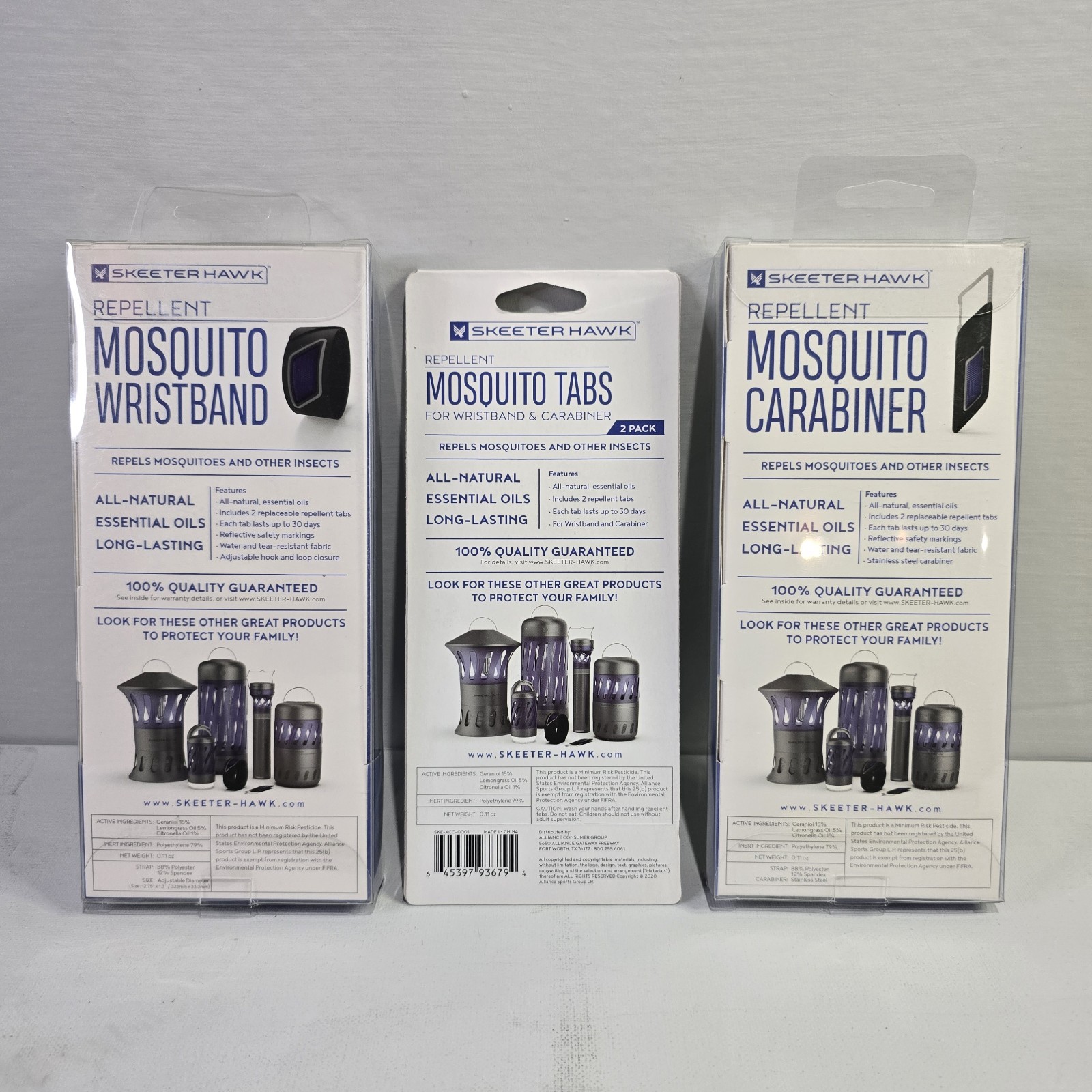 Skeeter Hawk Mosquito Repellent Bundle Wristband Carabiner & Refill Tabs Natural