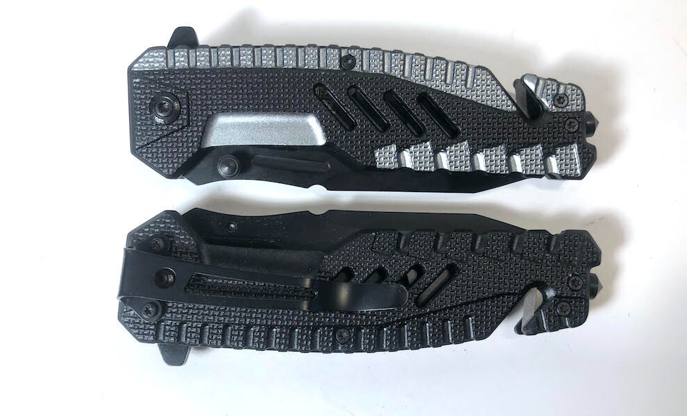 Tactical Spring Assist Knife Seat Belt Cutter Glass Breaker – Serrated