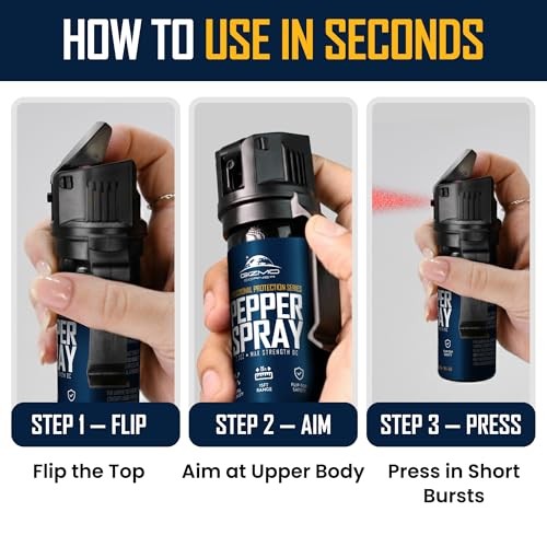 Pepper Spray for Self Defense, Large 2.3 oz Flip Top Safety, Belt Clip, 1-Pack