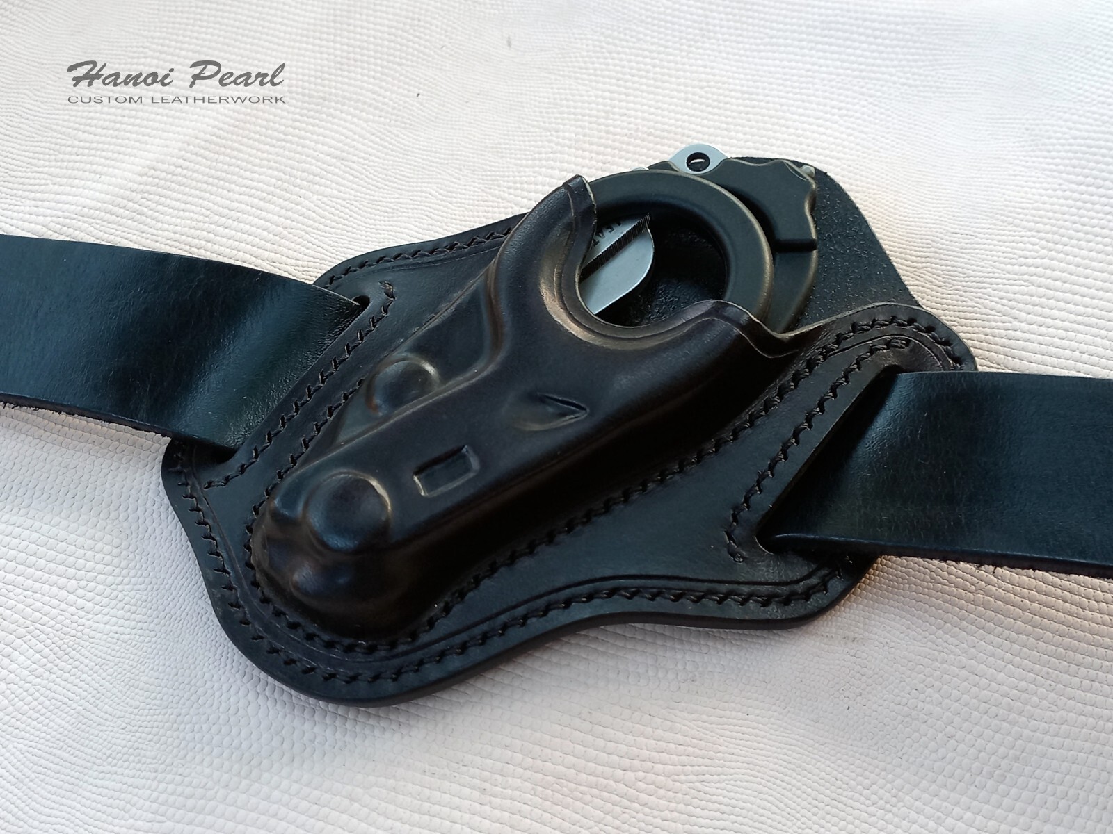 Custom Black Leather Holster for Leatherman Raptor Rescue