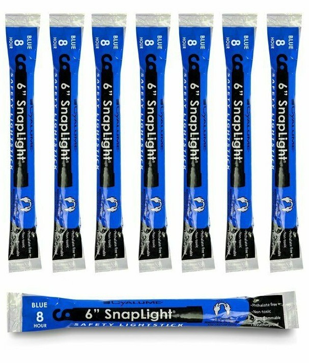 8 Blue 6″ Glow Sticks Emergency Survival Bug Out Bag Prepper Camping USA Made