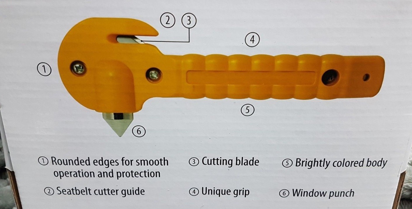 (12 Pack) SE EH431-12 2-in-1 Emergency Seat Belt Cutter with Window Punch / TF