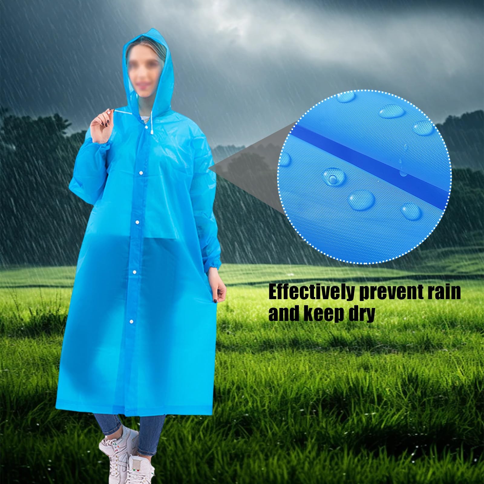 3 Pack Adult Rain Coat, Reusable Rain Ponchos for Adults with Hood & Elastic …