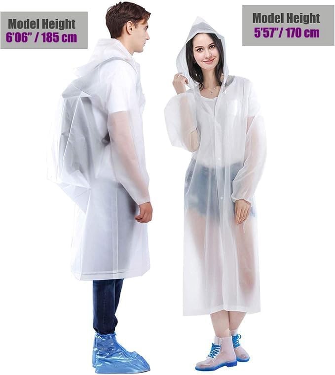 Rain Coat Poncho for Adult, 2 Pack Women Men Reusable Raincoats Emergency wit…