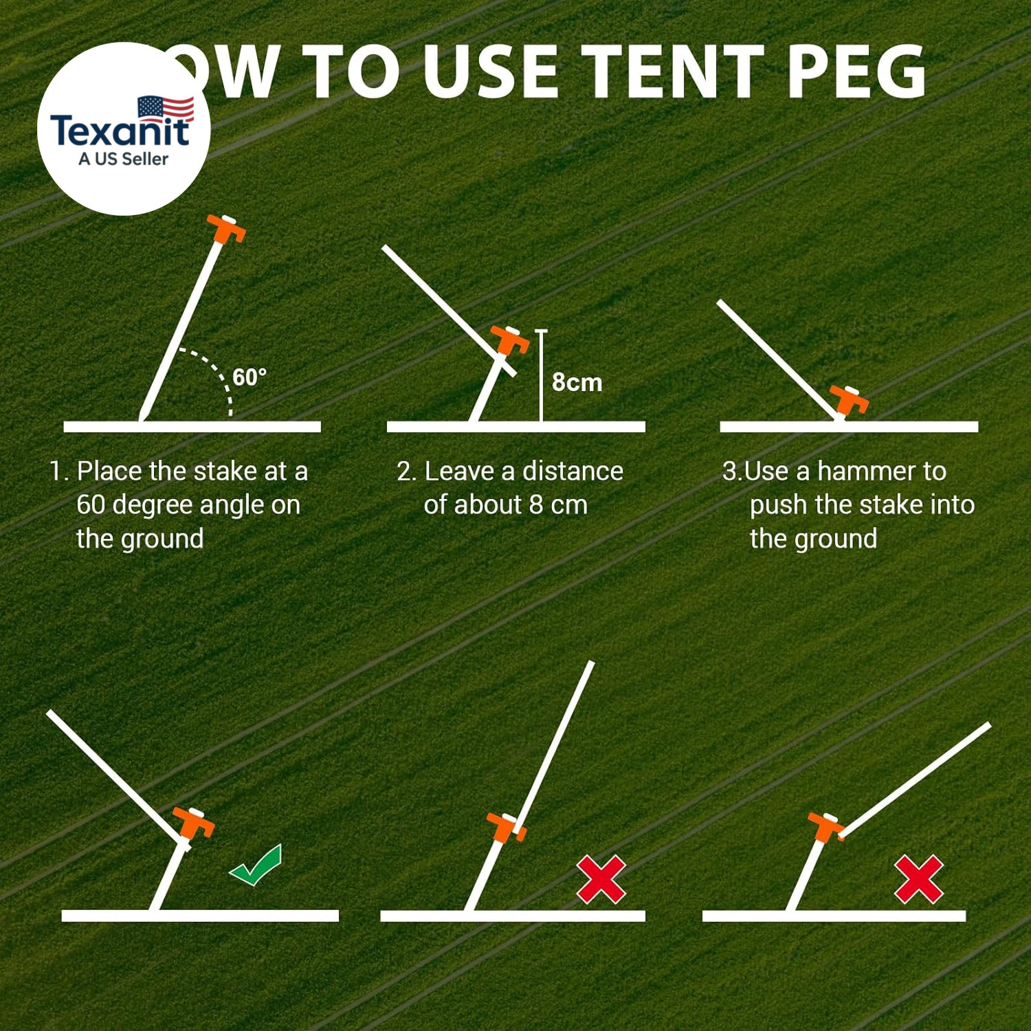 USA 10-Pack Secure Protection Galvanized Tent Stakes,Rust-Proof Steel Canopy Anc