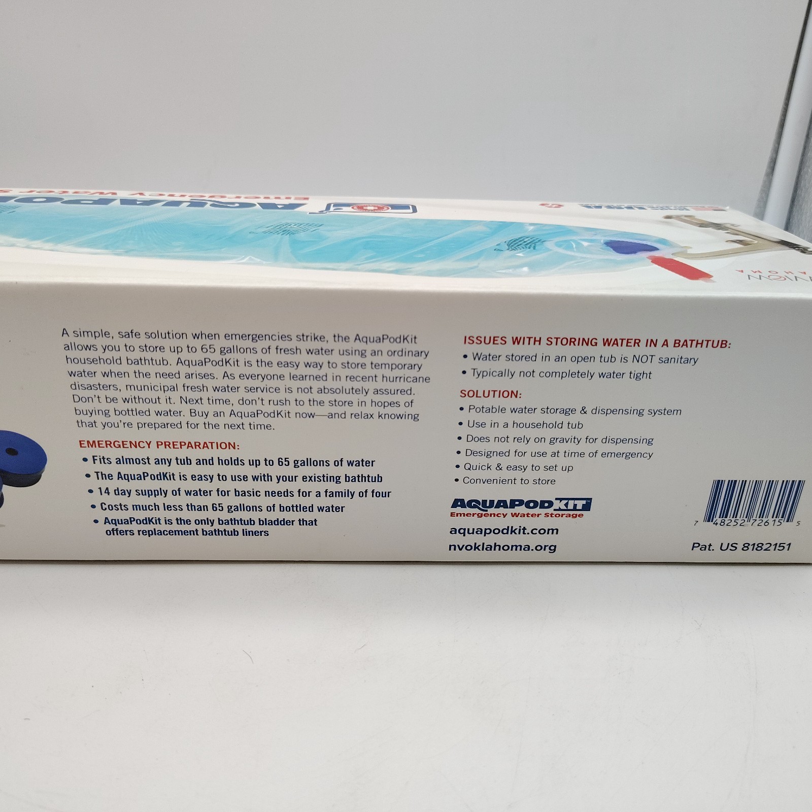 AquaPod Kit Water Storage Container NEW up to 65 gallons Emergency Preparation