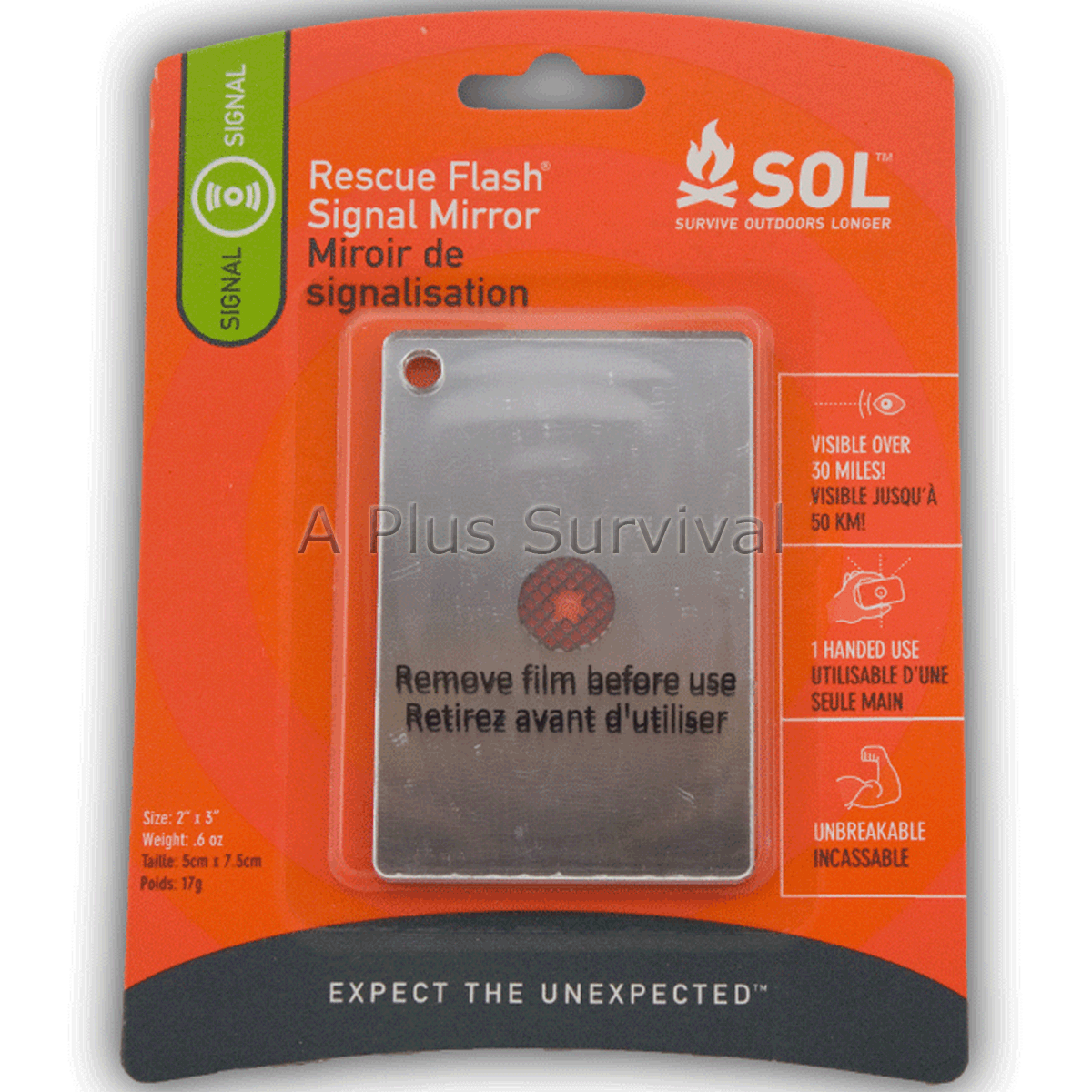 Signal Mirror – Mil-Spec – Lexan Polycarbonate 20 Mile