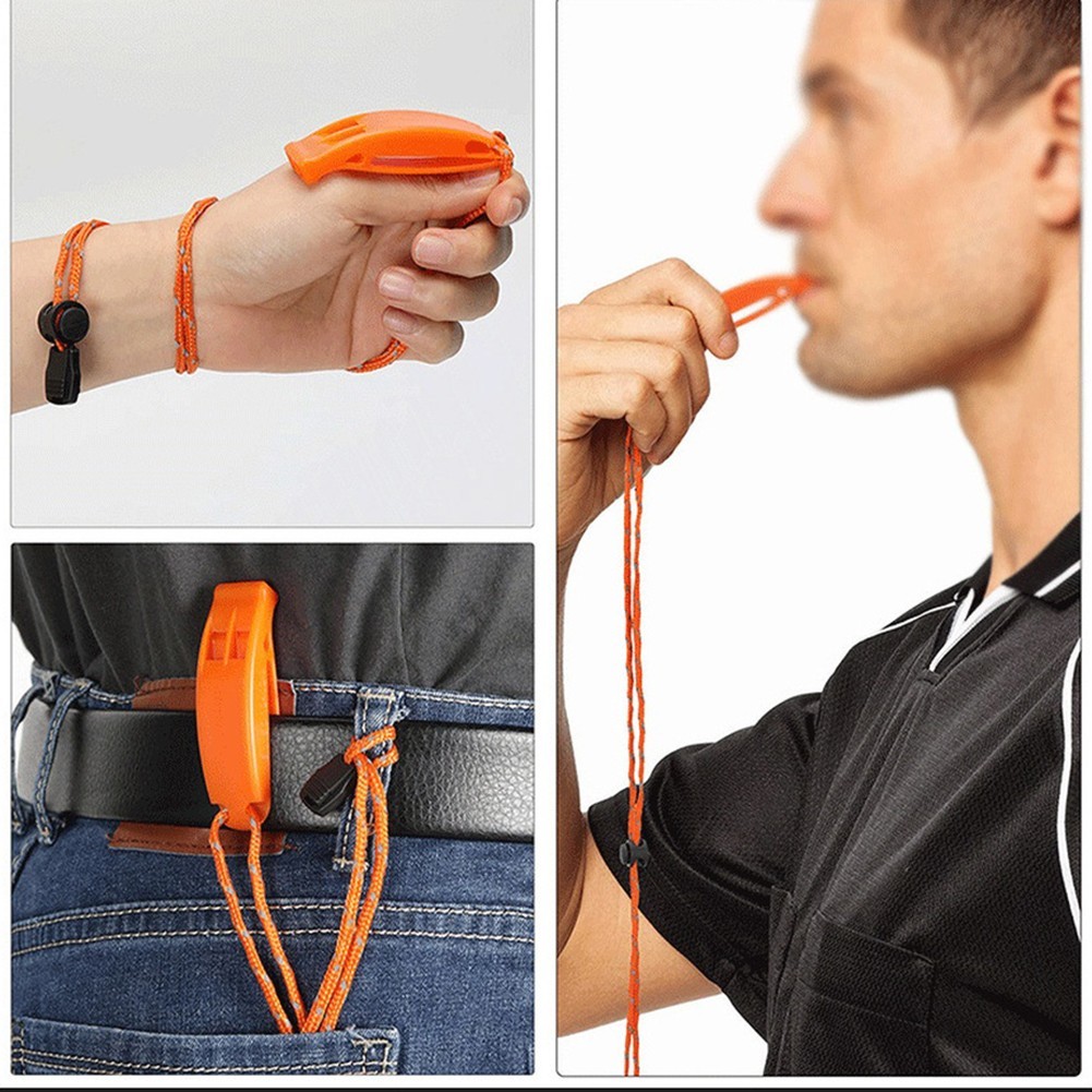 8PCS Lightweight Whistle Set with Reflective Lanyard for Hiking and Drills