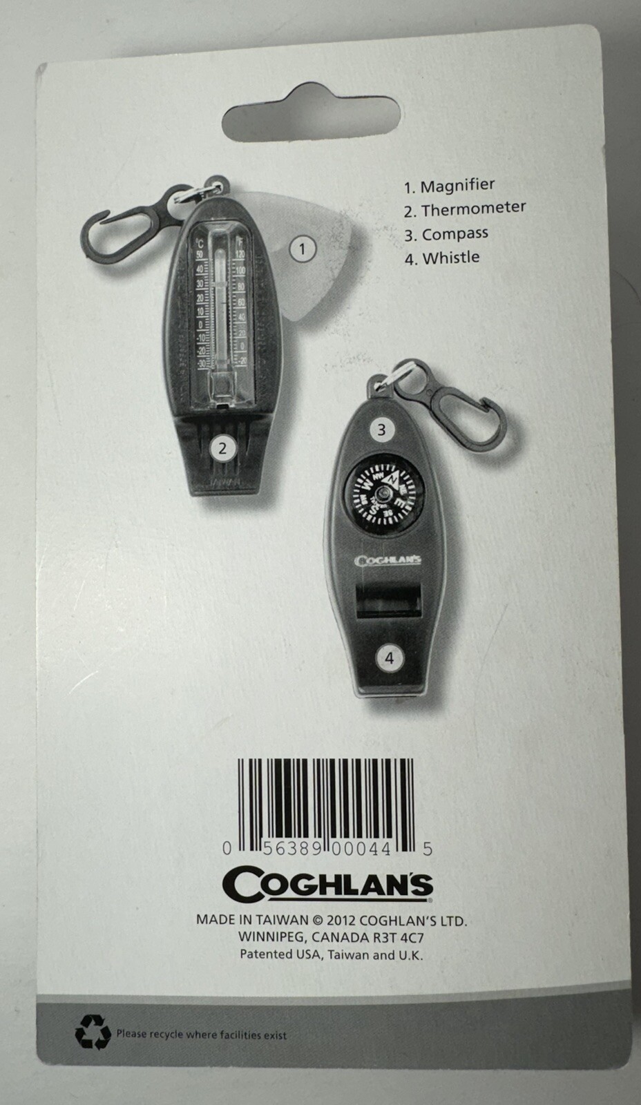 Coghlans 0044 4-Function Whistle/Thermometer/Magnifier/Compass