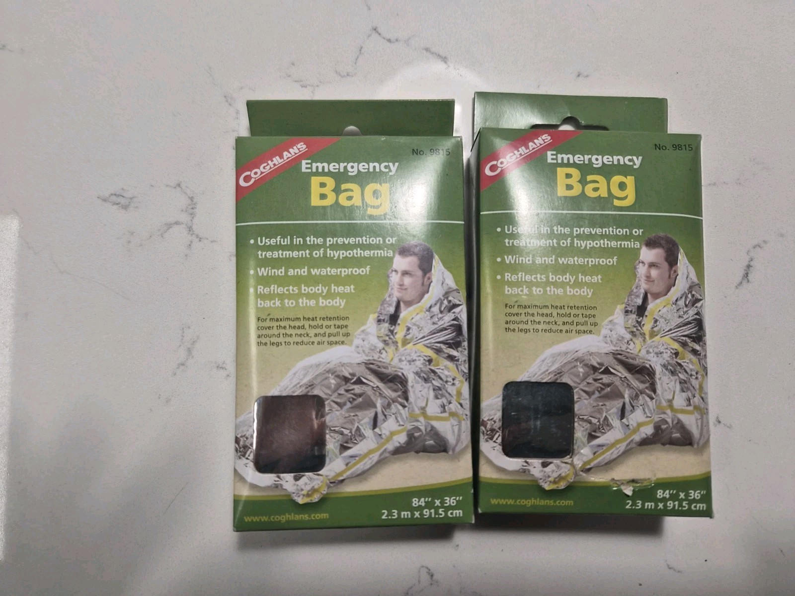 2 Pack Coghlan’s Emergency Bag Survival Bag Camping 9815 New in Box 84”x36”