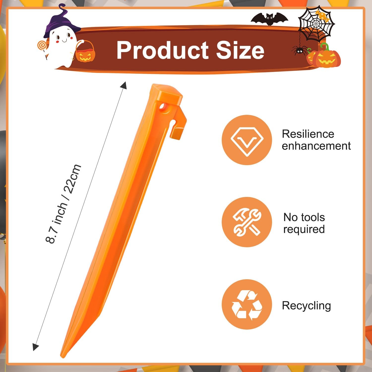 Plastic Inflatable Stakes Set for Halloween Christmas Holiday Orange