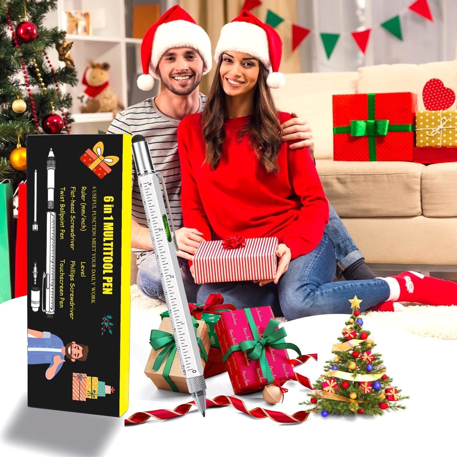 Pen Gifts for Men, Cool Gadgets 6 in 1 Multitool Pen, Stocking Stuffers for M…