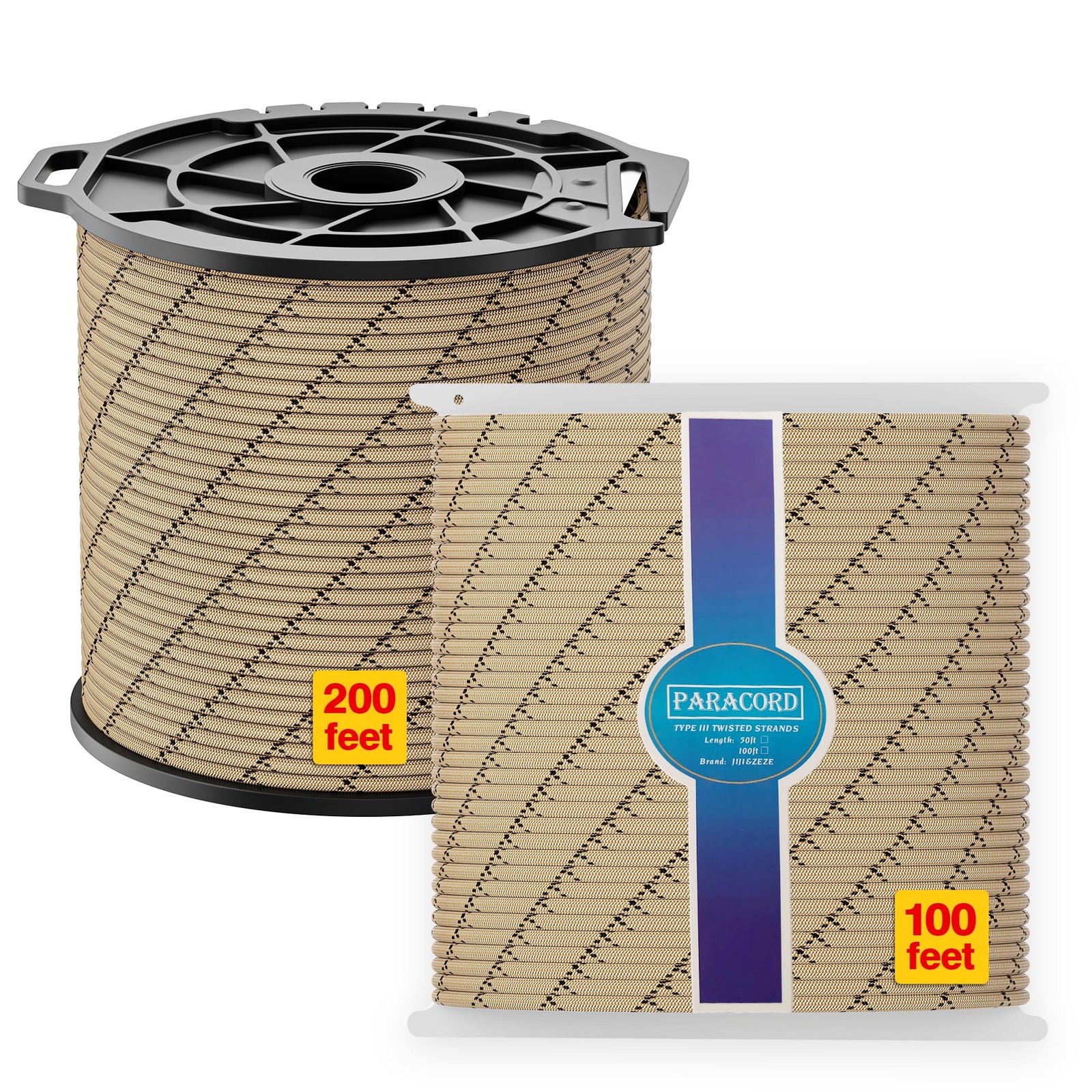 Parachute Cord 850lb | 550 Paracord 100 Feet 100 ft, Desert Camouflage