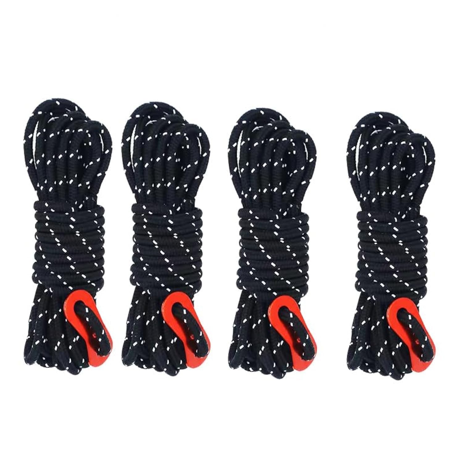 Tgpiao 4Pack Duty Camping Rope – 4mm Outdoor Reflective Guy 13.1ft, Black
