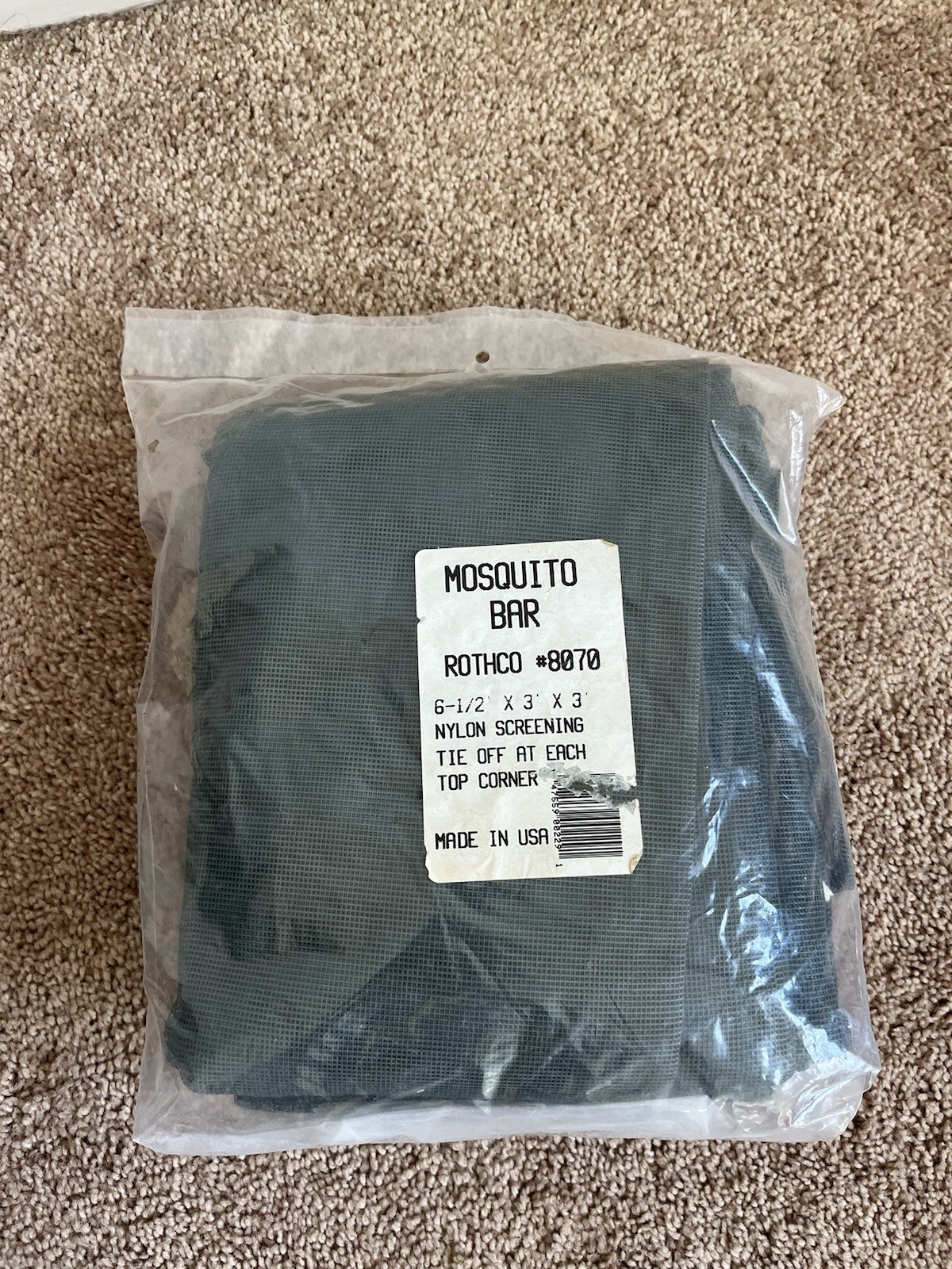 Camp Inn Mosquito Bar Netting USA Made ROTHCO 6.5′ x 3″ x 3″ #8070 USMC Military