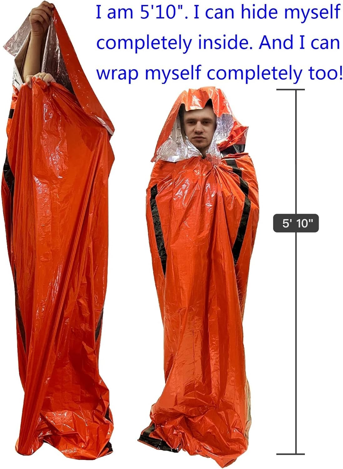 Emergency Sleeping Bags 2 Pack | Portable 2 Bags, Silver