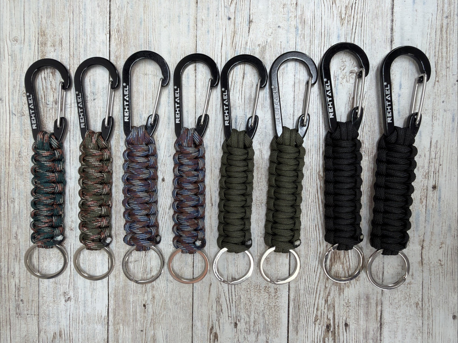 REHTAEL Keychain Paracord Carabiner Military Braided Heavy Duty Key Chain 2 Pack