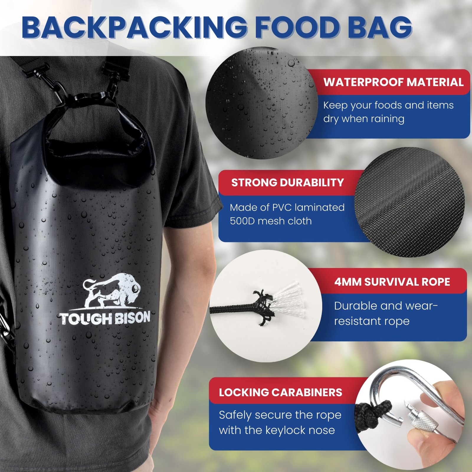 Bear Bag Hanging Kit – 10L Waterproof Bear Proof Food Storage Bag, 2 Straps, …