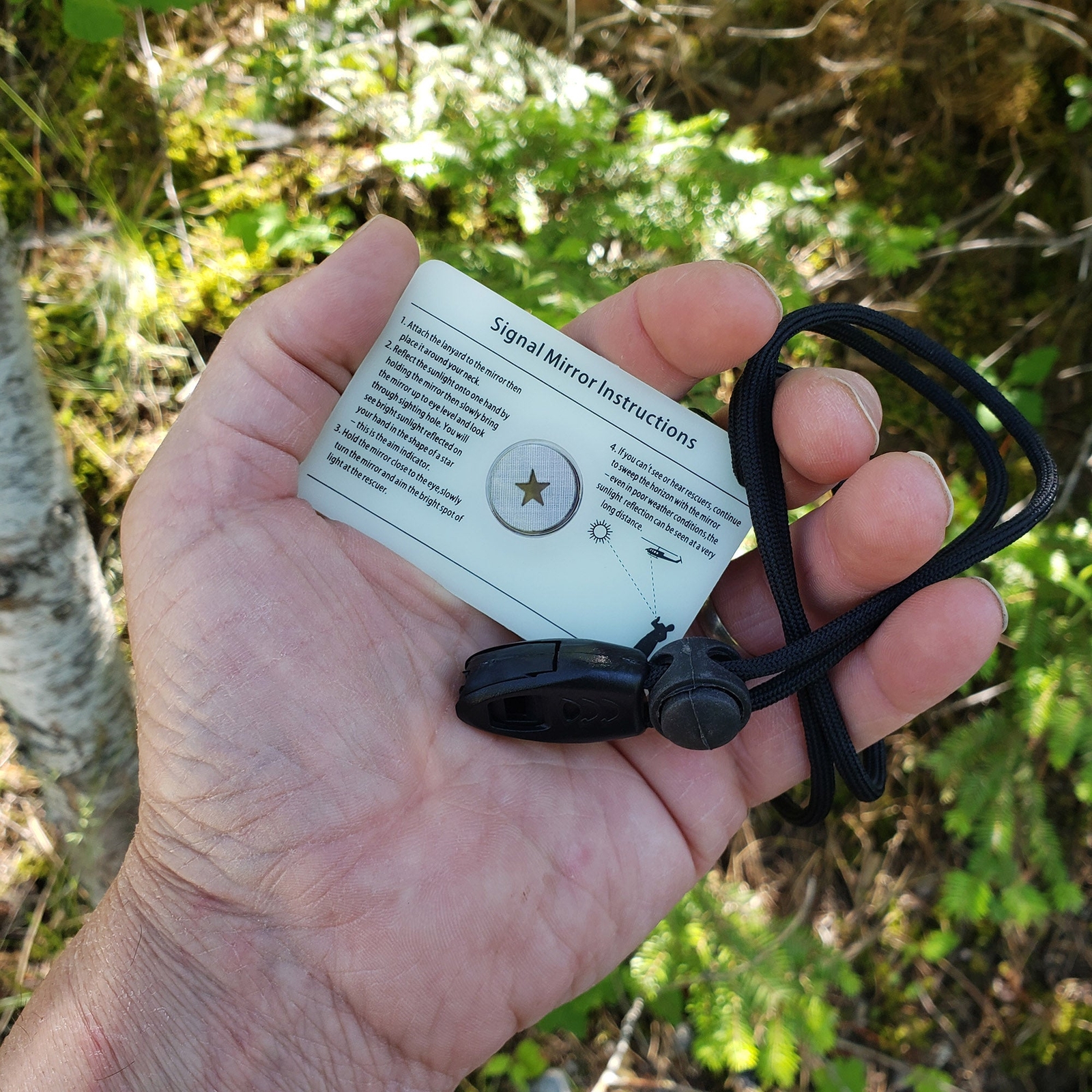 Emergency Signaling Mirror with Lanyard for Hiking, Backpacking, Boating, 2×3
