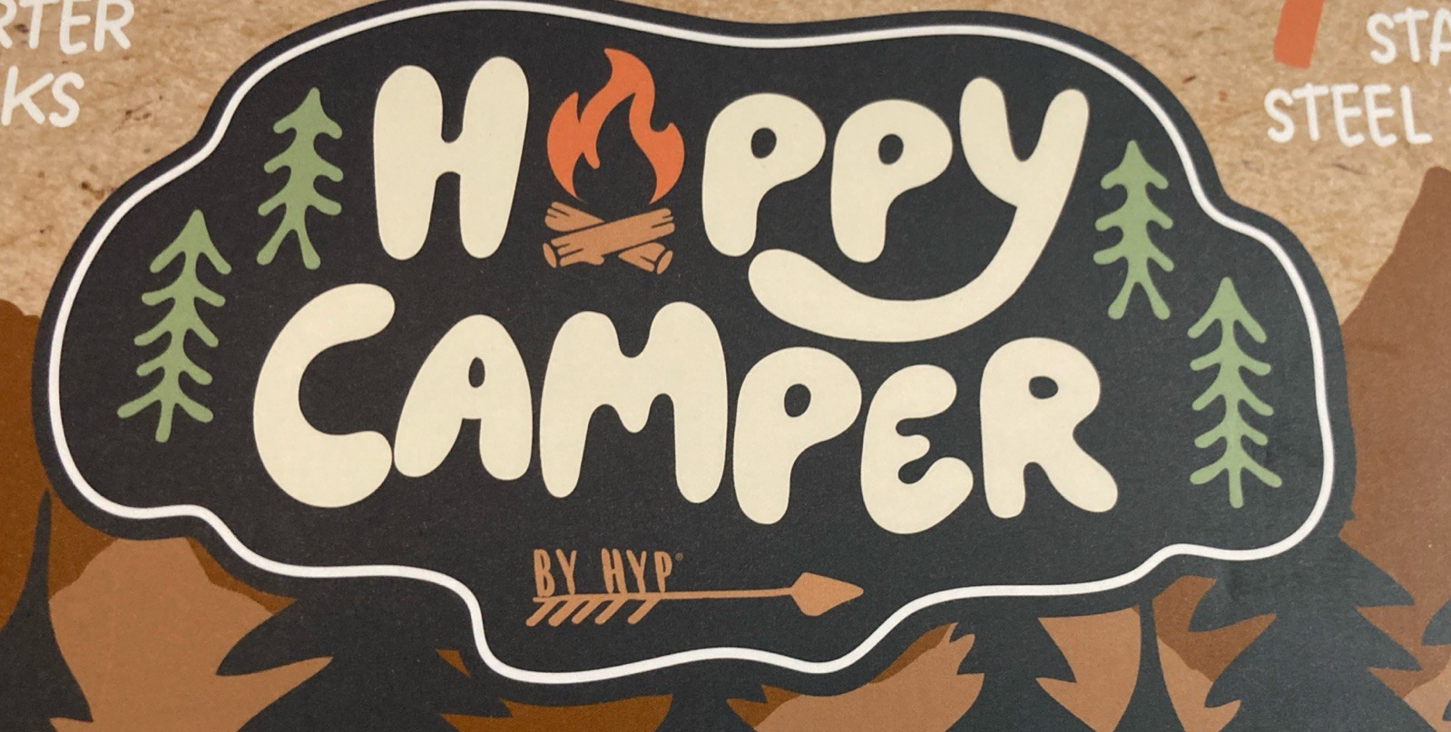 Happy Camper Gift Set – Water Bottle & 4 Pairs of Men’s Quarter Socks, NEW