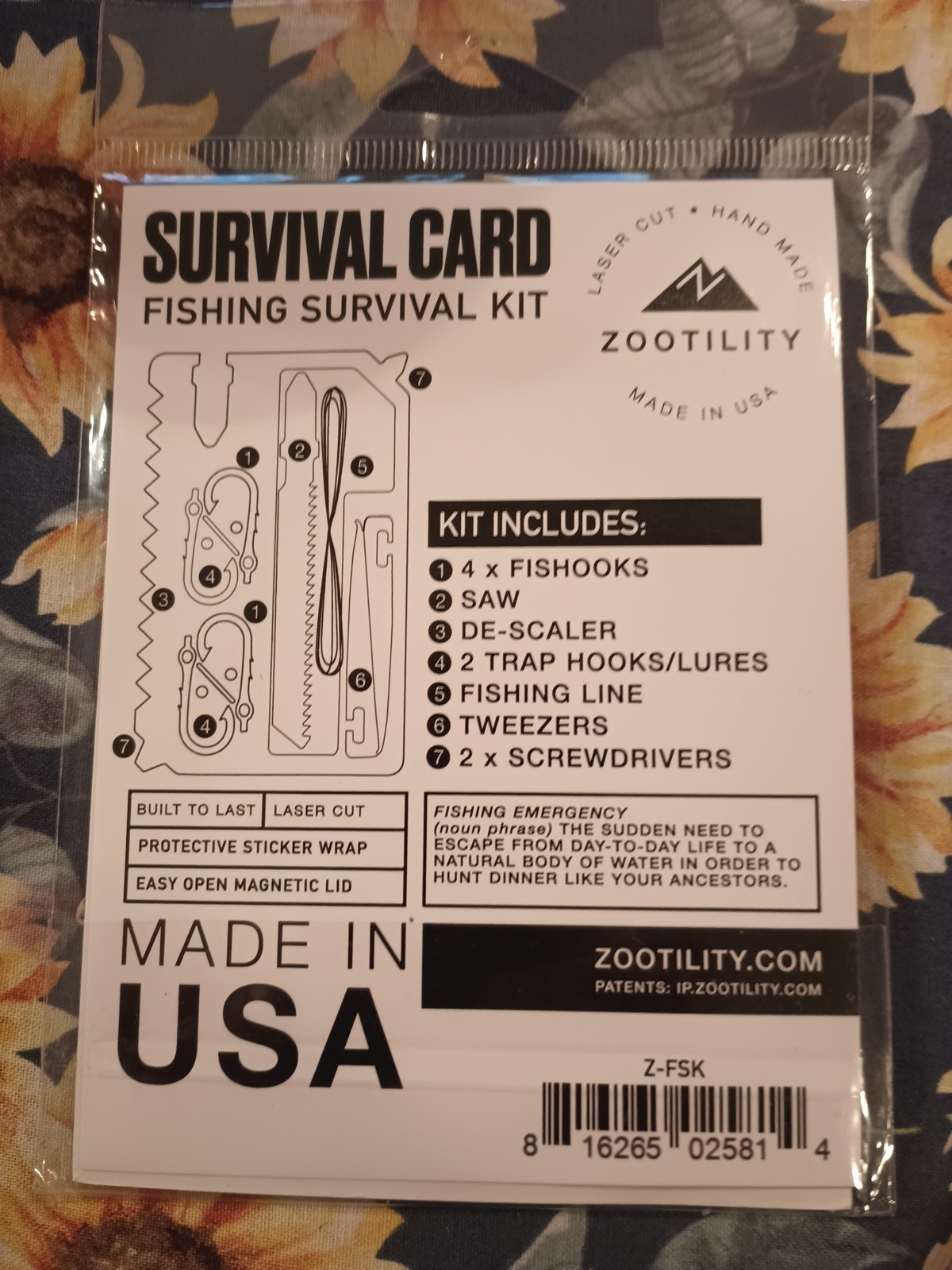 Fishing Wallet Survival Kit 7-in-1 Zootility