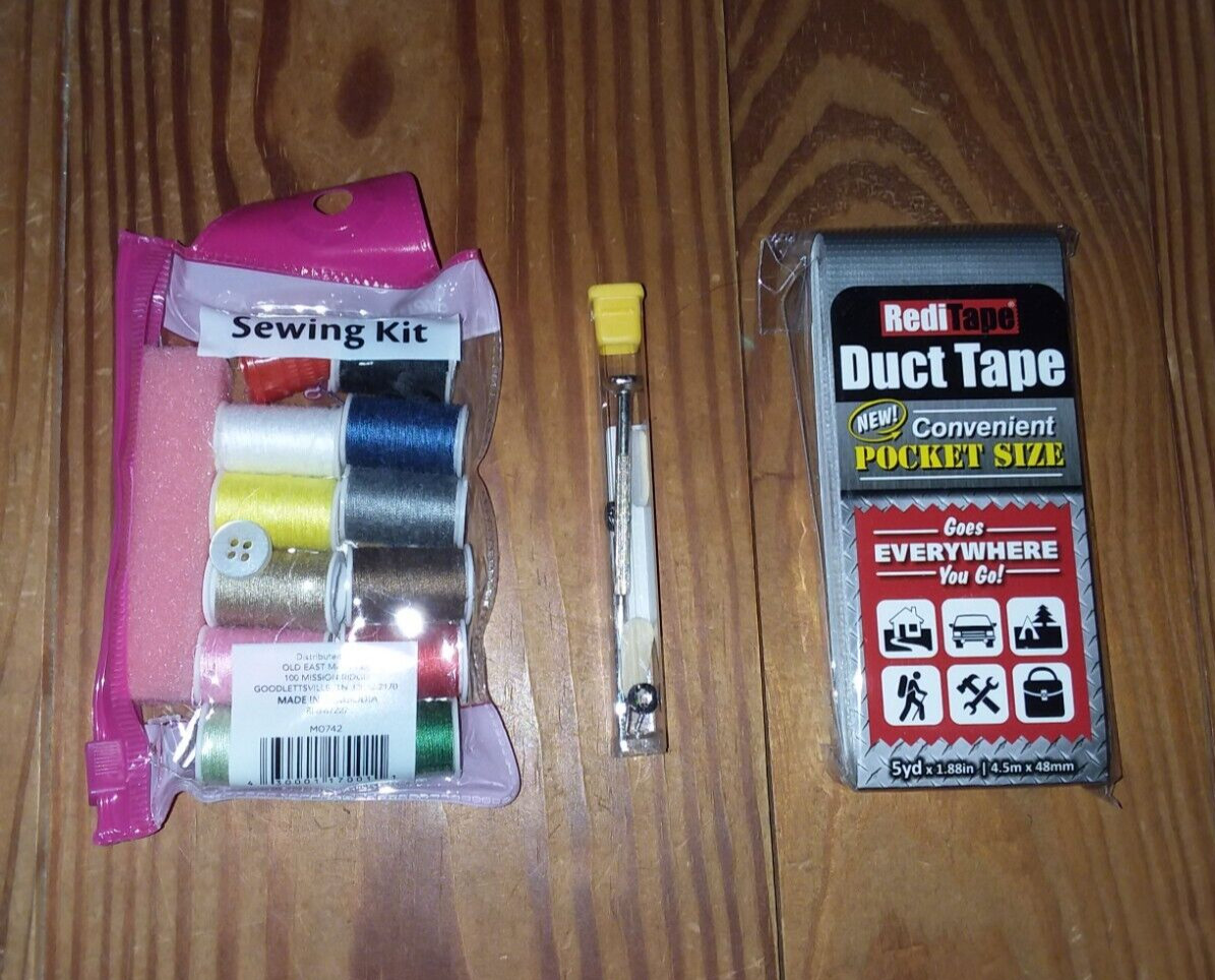 Emergency Repairs Bundle ~ Sewing Kit + Eyeglasses Repair Kit + Duct Tape