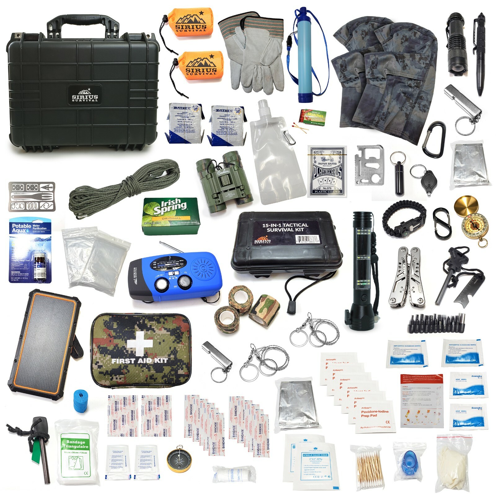 Emergency Preparedness & Survival Kit for 2, Over 175 Pcs, Waterproof Hard Case