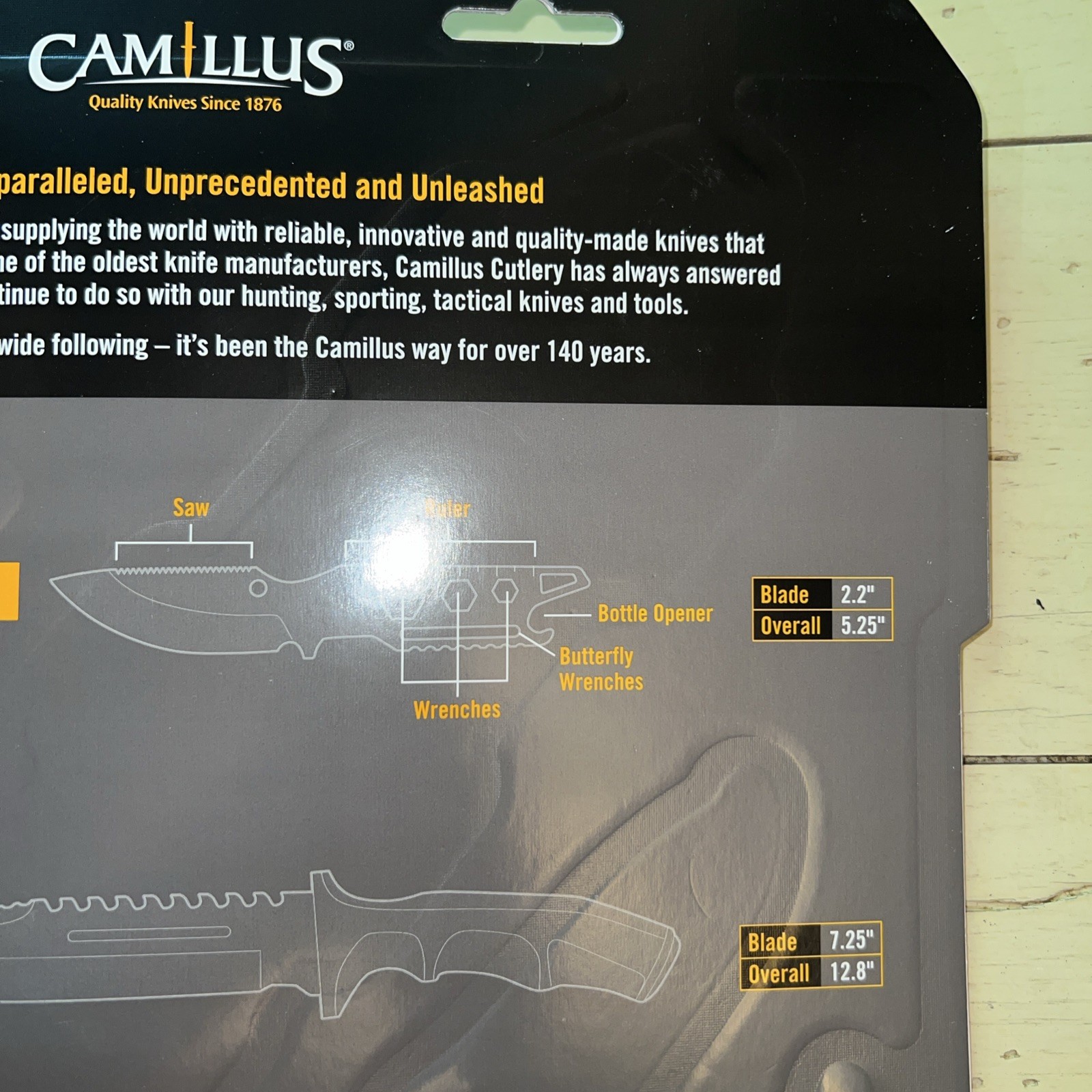 Camillus Warrior Pack 12.8 Survival Knife Stinger Knife Folding Knife Whistle