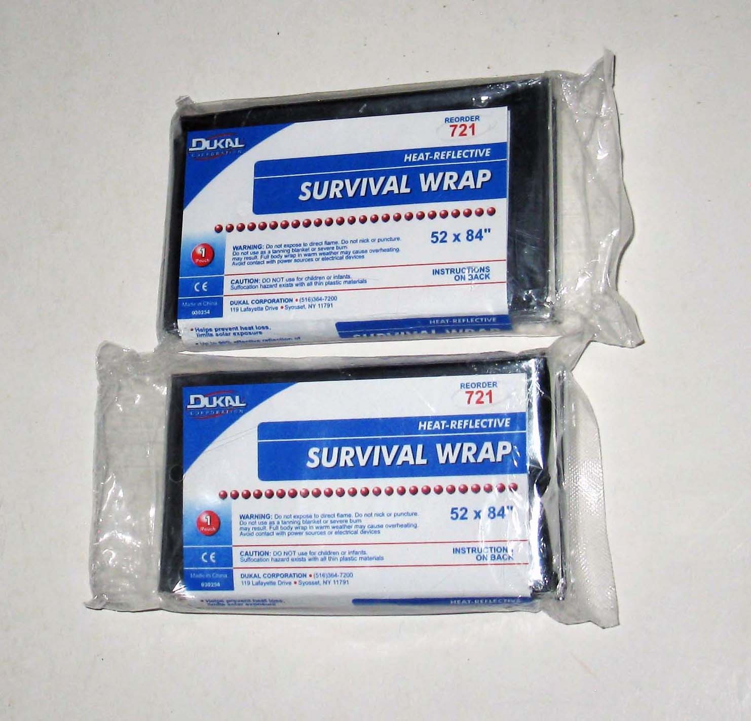 NEW Lot of 2 Dukal 721 Survival Wrap 52×84″ Heat-Reflective Emercency Cover