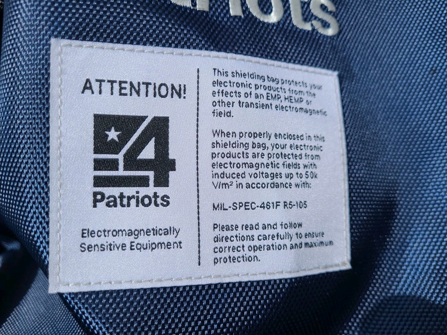 4Patriots EMP Protection Shielding Bag For Electronics Size XL 30X28