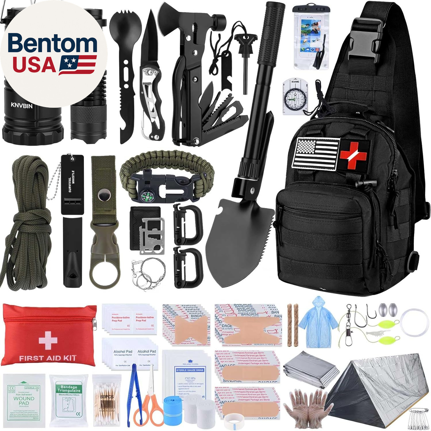 Survival Kit, 250Pcs Survival Tools Tactical Gear and Trauma Bag, Survival First