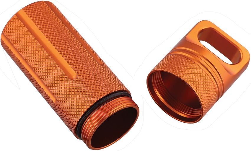 Marbles 4″ Orange Water Proof Container Anodized Aluminum With CNC-Finished