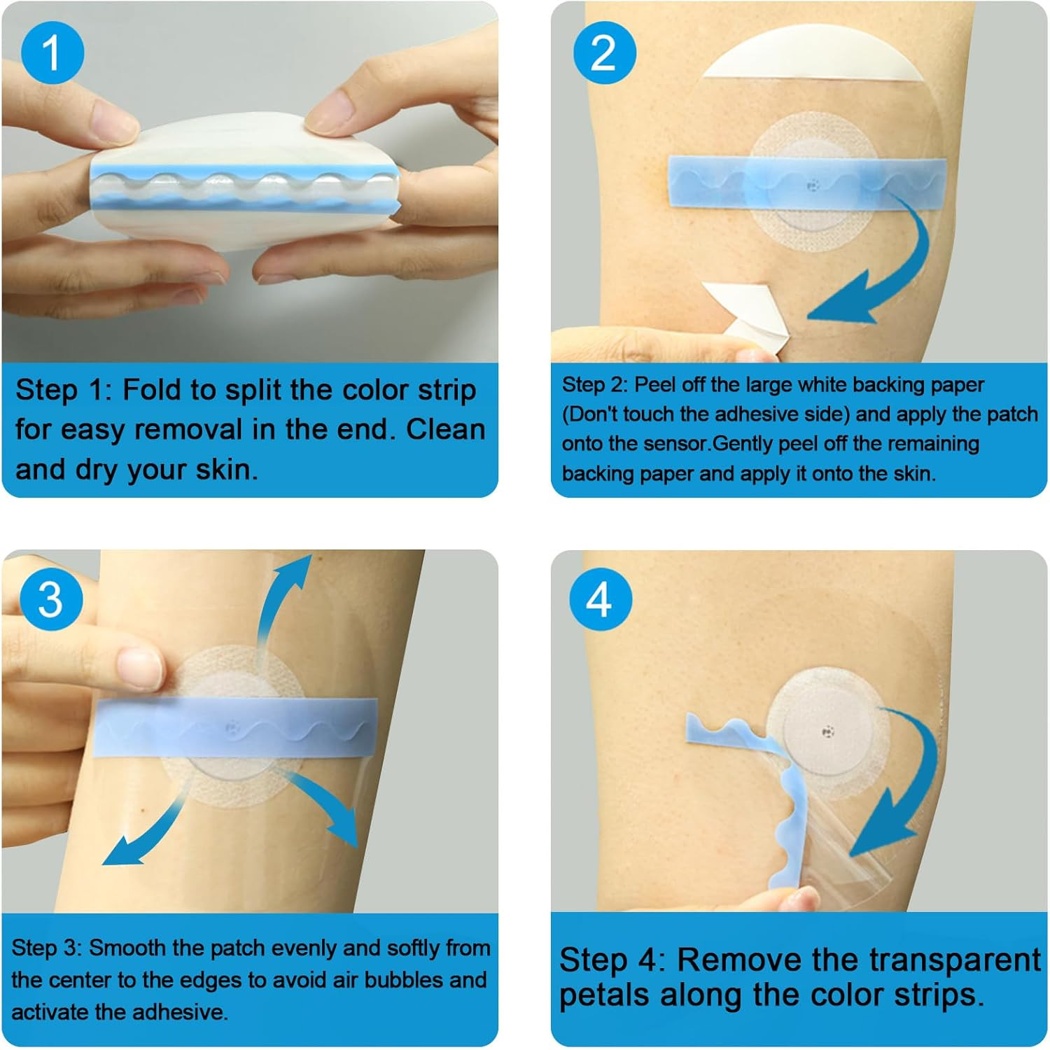 Freestyle Sensor Adhesive Bandage Patches for Libre 2 Cover Waterproof Clear Fil