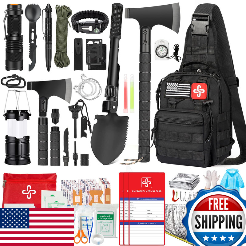 Rikojuxi Survival Kit 262Pcs Survival Gear And Supplies First Aid Kit Pouch And