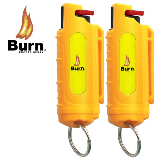 BURN Pepper Spray Keychcain Self Defense 1/2oz Security Case Yellow – 2 PACK