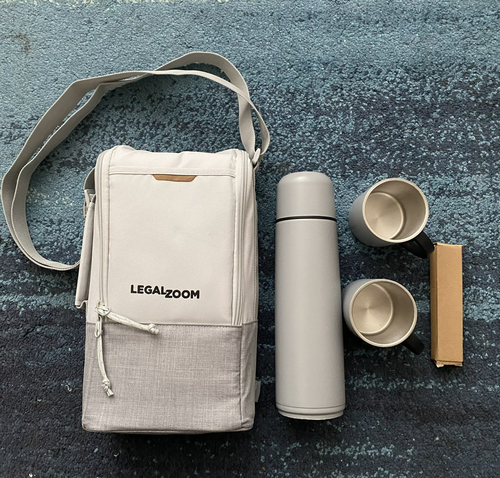 Camping Insulated Cooler Bag Set with Thermal Water Bottle/Two Mugs/Spoons -New
