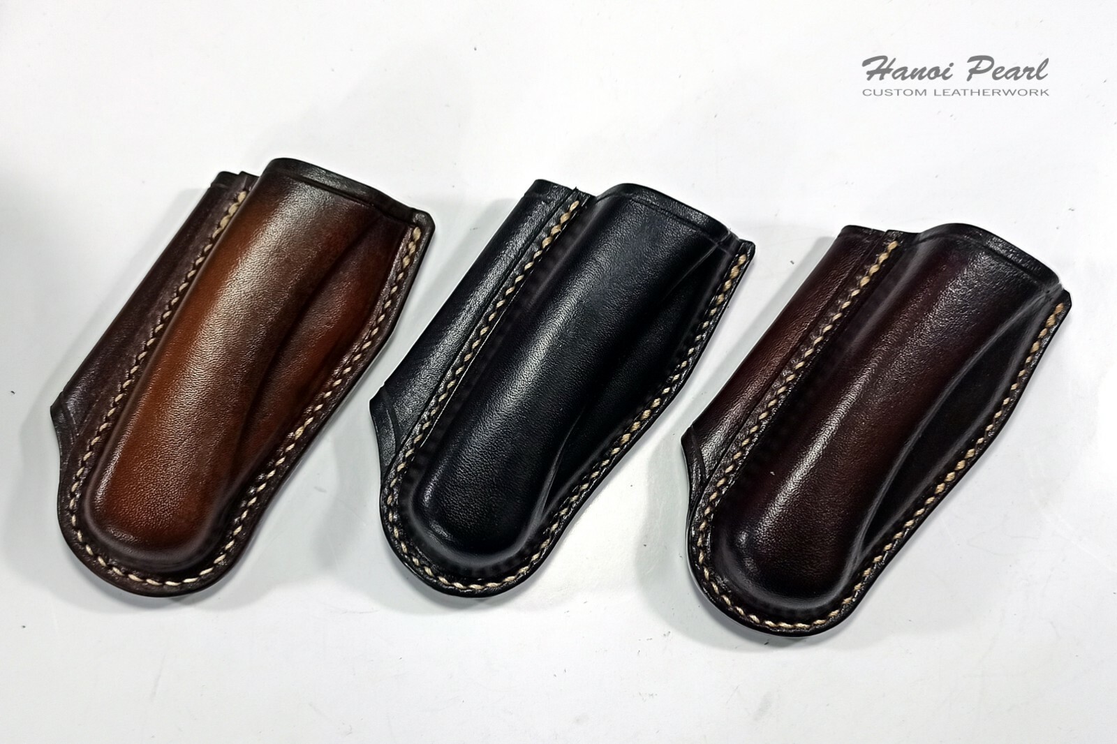 Custom Black Scout Carry Leather Sheath for Buck 110 Folding Hunter