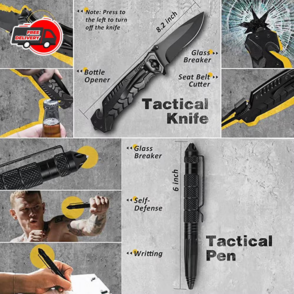 Military Tactical Pen Self Defense Pen Emergency Glass Breaker Tungsten Steel