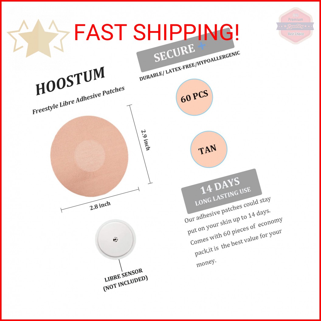 60 Pack Waterproof&Sweatproof Sensor Covers for Libre 1/2/3/Pro, Adhesive Patche