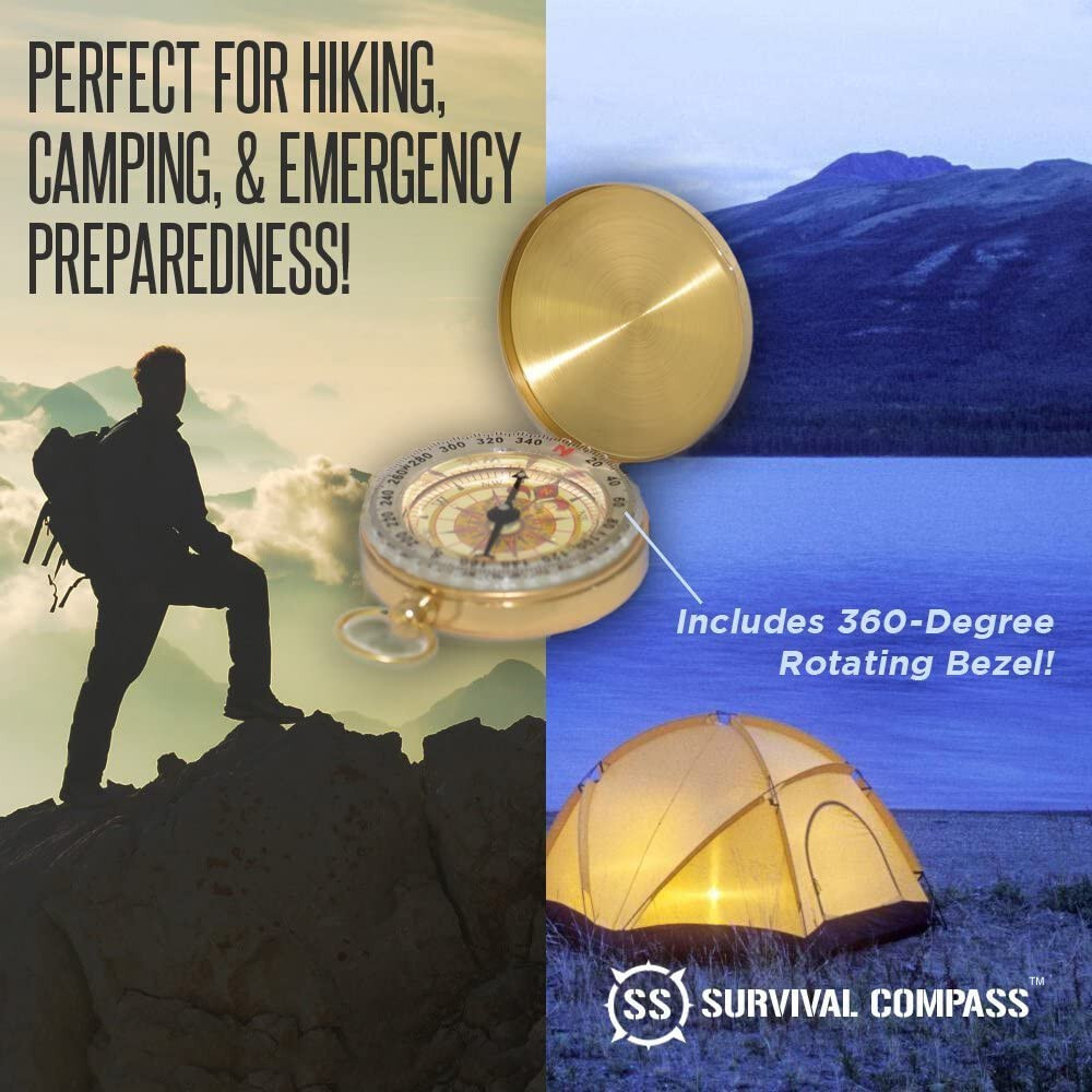 Camping Survival Compass Glow in The Dark Military Compass OPEN BOX