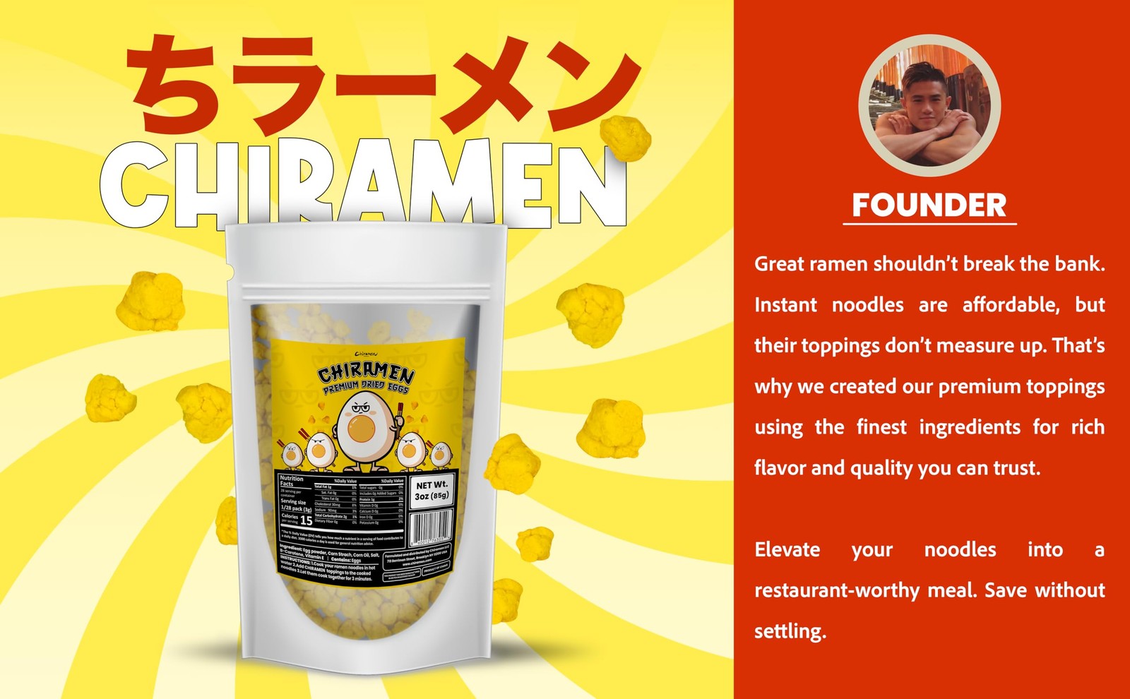 Chiramen Dried Eggs Ramen Toppings 3 Ounce